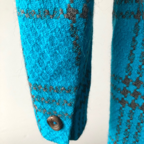 Vintage 1980s  Liz Claiborne  bold blue and black wool plaid blazer - Picture 7 of 11